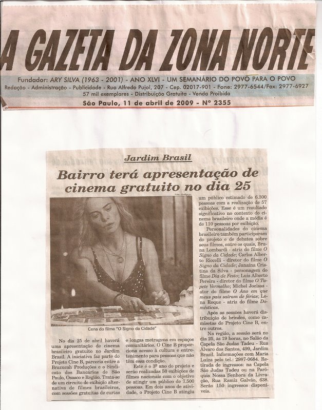 A Gazeta da Zona Norte, 11 de abril de 2009