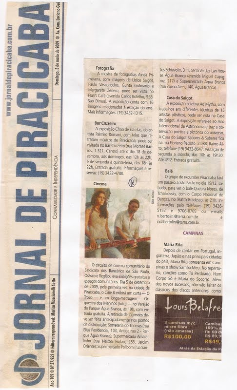 Jornal de Piracicaba, 3 de maio de 2009